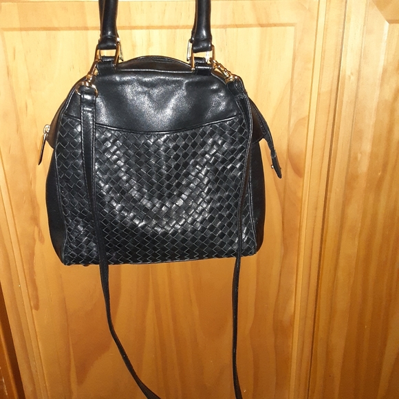 Ganson Black Leather Woven Handbag - Picture 2 of 2
